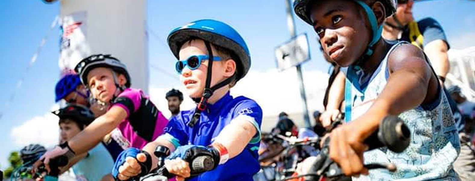 Young cyclists at event